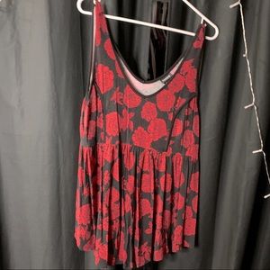 Torrid Tank Top 2 Black Red Floral Rose